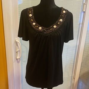 Embellished Black Women's Top